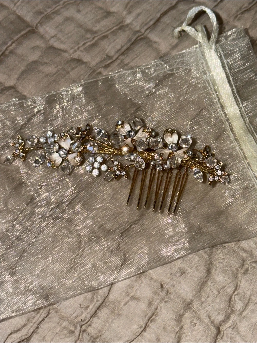 Floral Crystal Hair Comb custom made beautiful gift for bridesmaid maid of honor